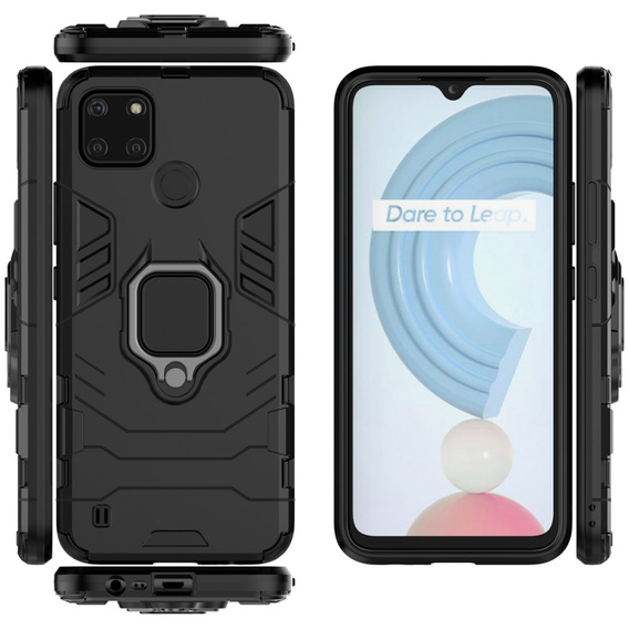 Pouzdro pro Realme C21Y, Kickstand Ring, černé