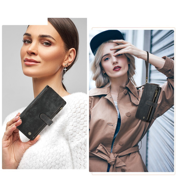 Pouzdro CASEME pro Samsung Galaxy A56 5G, Leather Wallet Cash and Card Slots, s poutkem, černé