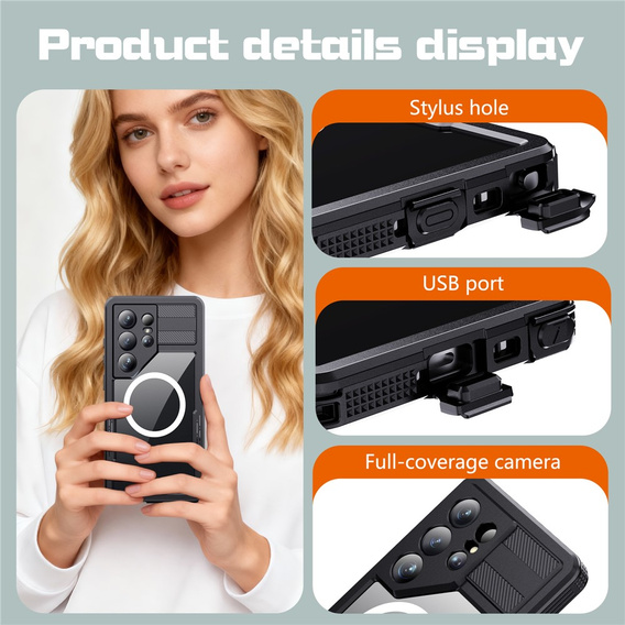 Vodotěsné pouzdro Redpepper MagSafe pro Samsung Galaxy S26 Ultra, černé