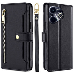 Klopové pouzdro pro Infinix Hot 40i, Wallet Zipper Pocket, černé
