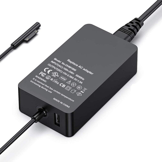 44W 15V 2,58A napájecí adaptér s nabíjecím portem USB pro Microsoft Surface Pro 6/5/4/3 - zástrčka EU