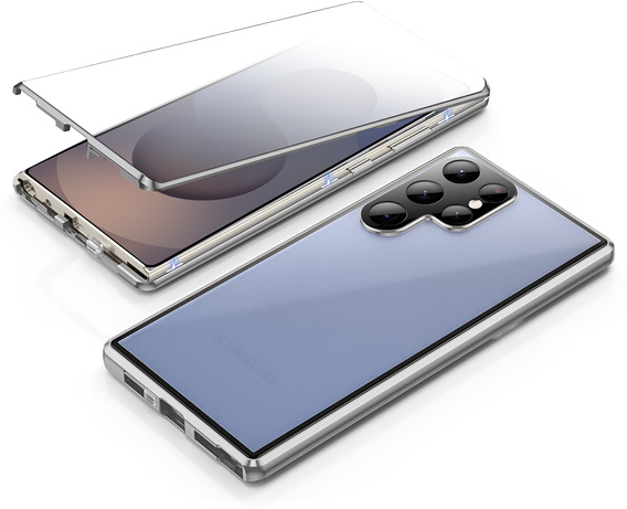 Pouzdro pro Samsung Galaxy S25 Ultra, Magnetic Dual Glass, stříbrné