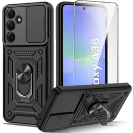 Pancéřové pouzdro pro Samsung Galaxy A36, CamShield Slide, černé + tvrzené sklo 9H