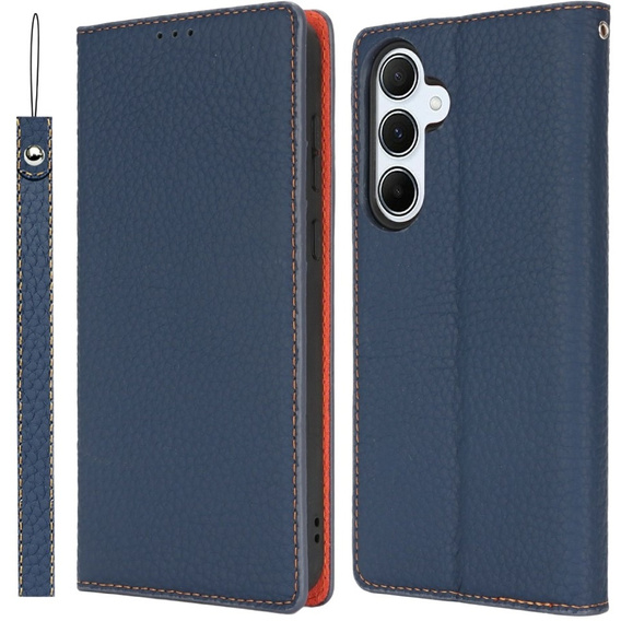 Klopové pouzdro pro Samsung Galaxy S25, Litchi Skin Grain, námořnicky modré