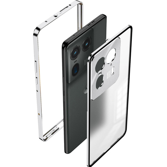 Pouzdro pro Motorola Edge 50 Ultra, Frame Case, stříbrné