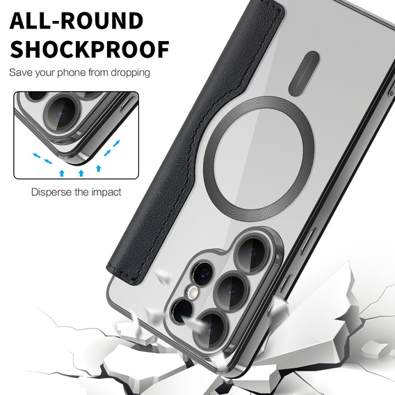 RFID Wallet MagSafe pouzdro s klopou a ochranou fotoaparátu pro Samsung Galaxy S26 Ultra