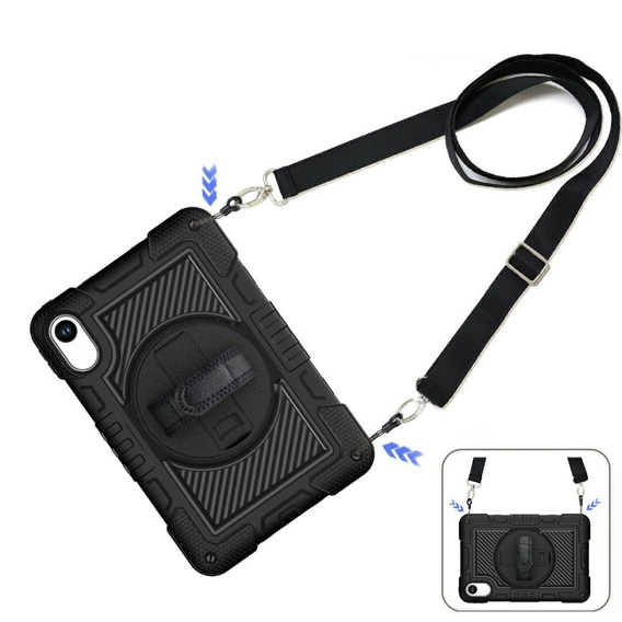 Pevné pouzdro pro Xiaomi Redmi Pad 2, se stojánkem a ramenním popruhem – černé