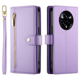 Klopové pouzdro pro Realme 14 Pro 5G, Wallet Zipper Pocket, fialové