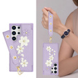 Pouzdro pro Samsung Galaxy S24 Ultra, Leather Flower Card Slot, fialové
