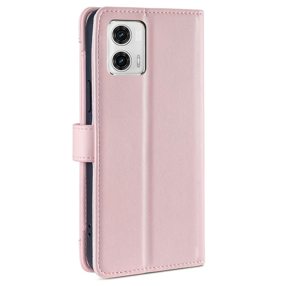 Klopové pouzdro pro Motorola Moto G73 5G, Wallet Zipper Pocket, růžové