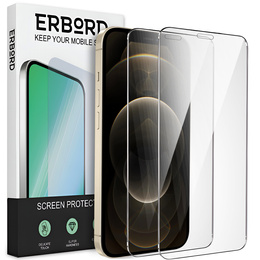 2x tvrzené sklo pro iPhone 12 Pro Max, ERBORD 9H Hard Glass na displeji