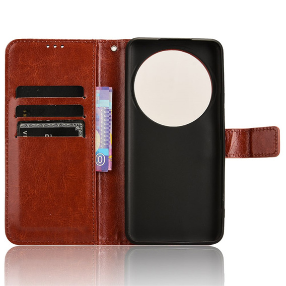 Klopové pouzdro pro Xiaomi 14 Ultra, Crazy Horse Wallet, hnědé