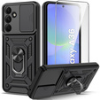 Pancéřové pouzdro pro Samsung Galaxy A36, CamShield Slide, černé + tvrzené sklo 9H