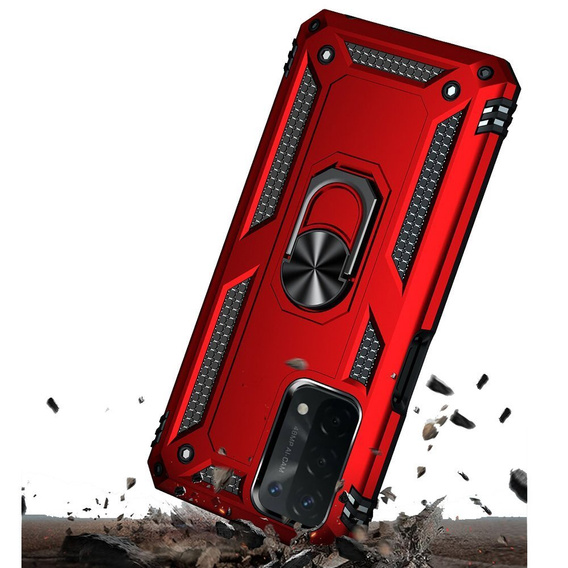 Pancéřové pouzdro pro OPPO A54 5G/A74 5G/A93 5G, Nox Case Ring, červené