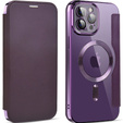 Klopové pouzdro pro iPhone 11 Pro Max, RFID Wallet MagSafe CamShield, fialové