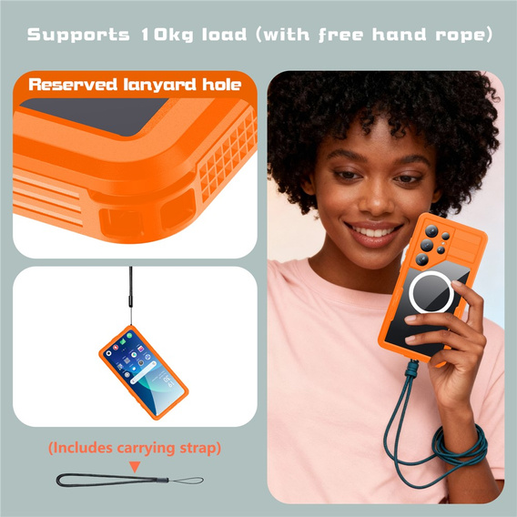 Vodotěsné pouzdro Redpepper MagSafe pro Samsung Galaxy S26 Ultra, oranžové