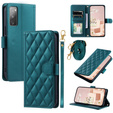 Pouzdro s klopou pro Samsung Galaxy S20 FE, Rhombus Crossbody Leather, tmavě zelené