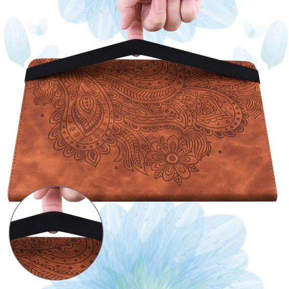 Pouzdro s klopou pro Xiaomi Redmi Pad SE 11", flower, hnědé