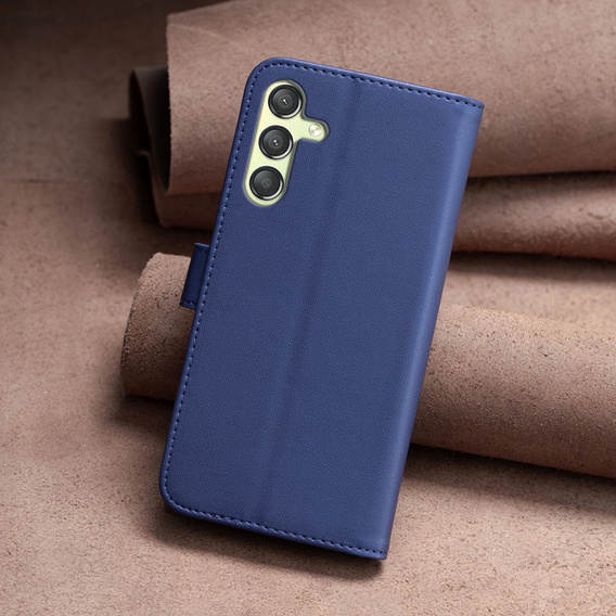Klopové pouzdro pro Samsung Galaxy A25 5G, BINFEN Wallet, modré + 9H sklo 