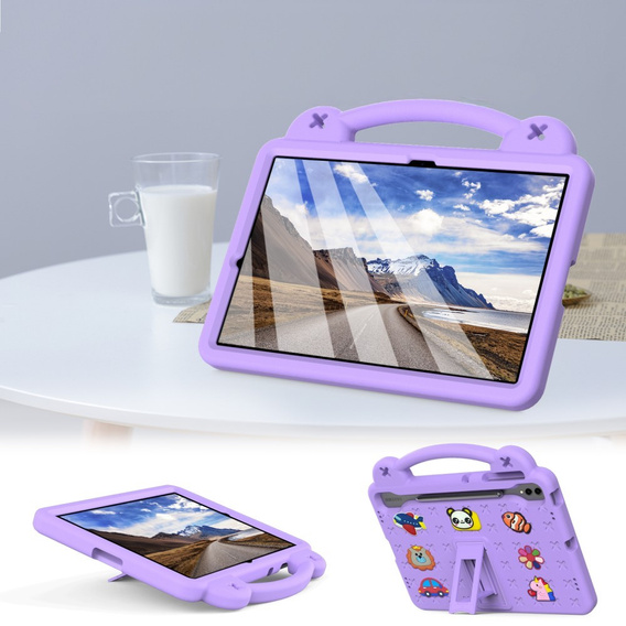 Dětské pouzdro pro Samsung Galaxy Tab S10+ Plus, Cute Patterns, se stojánkem, fialové