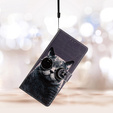 Klopové pouzdro pro Samsung Galaxy A25 5G, Wallet, Cat, černé+ 9H sklo