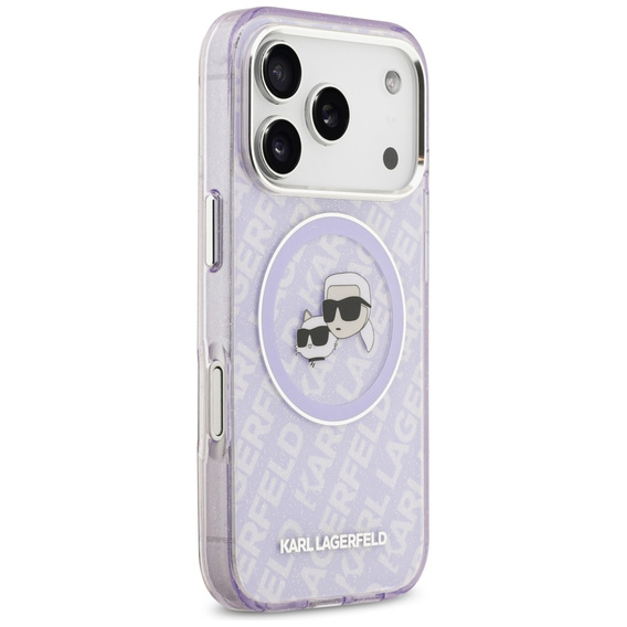 Pouzdro Karl Lagerfeld IML Glitter Karl & Choupette Heads Logo MagSafe pro iPhone 17 Pro