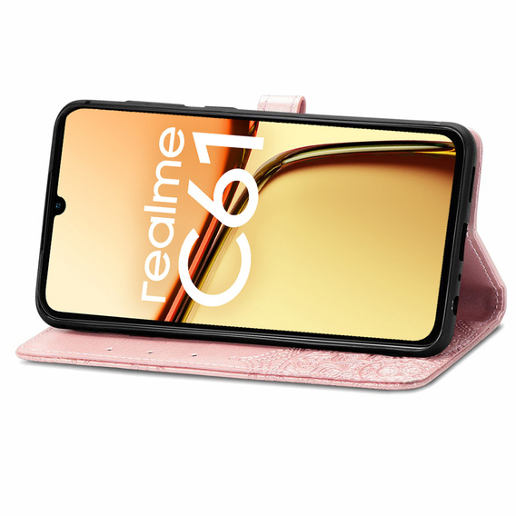 Klopové pouzdro pro Realme C61, Mandala, růžové rose gold