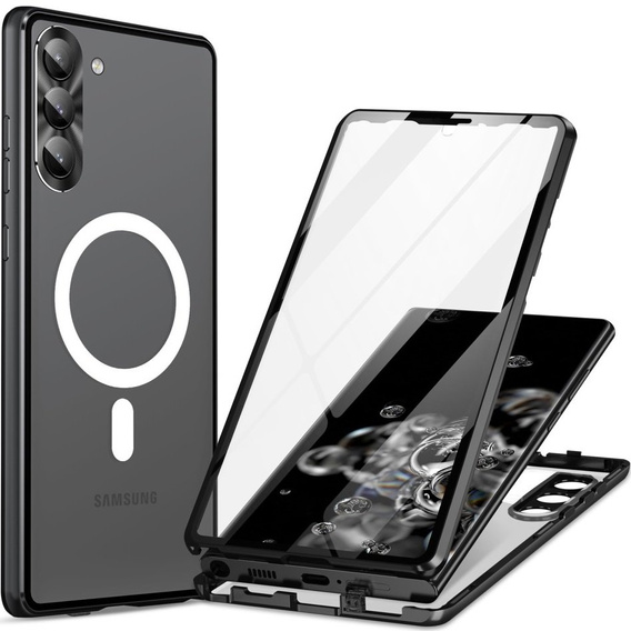 Magnetické pouzdro Dual Glass MagSafe pro Samsung Galaxy S23+ Plus, černé