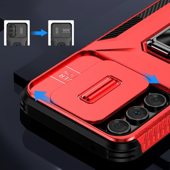Pancéřové pouzdro pro Samsung Galaxy A54 5G, pancéřový kroužek Slide Ring, červené