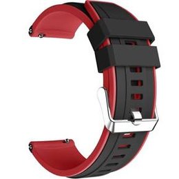 Pasek silikonowy 22mm uniwersalny - Czarny / Czerwony