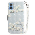 Klopové pouzdro pro Motorola Moto E22 / E22i, Wallet, flowers magnolia, bílé