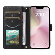 Pouzdro s klopou pro iPhone 16E, Rhombus Crossbody Leather, černé