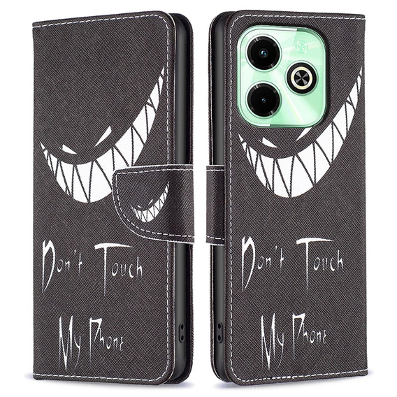 Klopové pouzdro pro Infinix Hot 40i, Wallet, Don't Touch My Phone černé