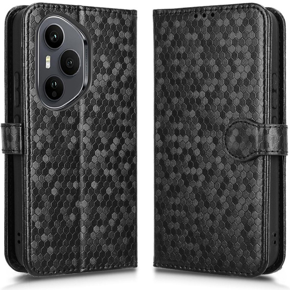 Flipové pouzdro pro Honor 400 Pro 5G, Wallet Rhombus, černé