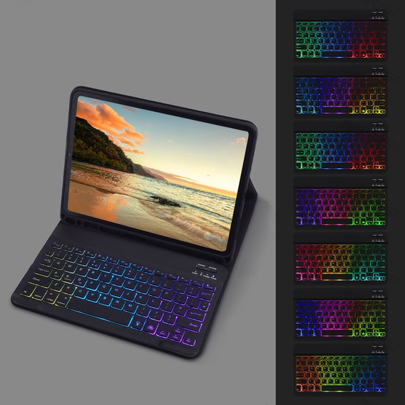 Pouzdro s podsvícenou bluetooth klávesnicí pro iPad 10.9 2022 (10 gen.), černé