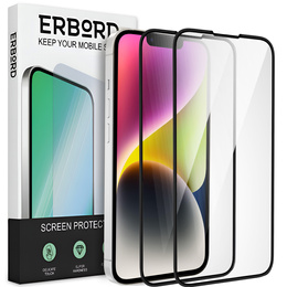 2x tvrzené sklo pro iPhone 14, ERBORD 3D pro celý displej
