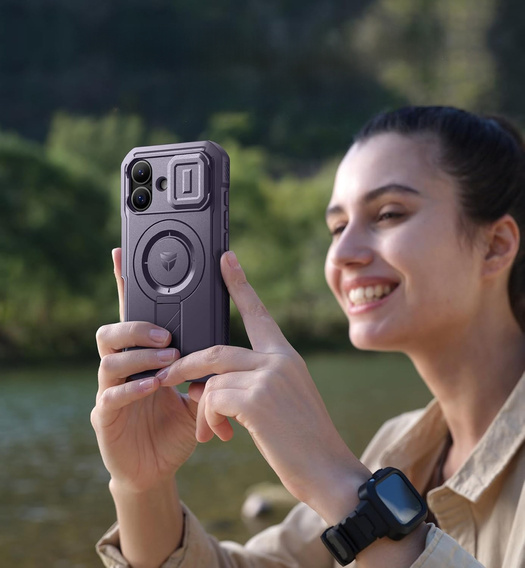 Pancéřové pouzdro Dexnor se stojánkem a spouští fotoaparátu, pro MagSafe pro iPhone 17