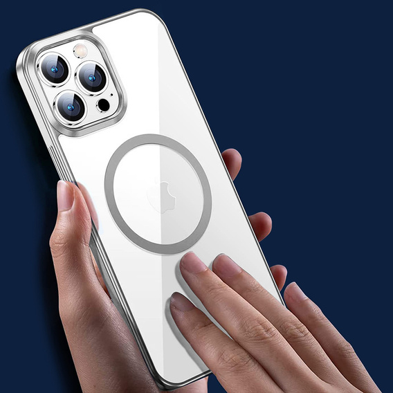 Pouzdro pro iPhone 14 Pro Max, ERBORD Hybrid MagSafe Case, stříbrné