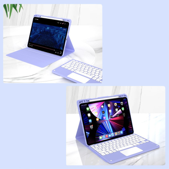 Pouzdro + klávesnice iPad Air 10.9 4 2020 / 5 2022, Touchpad, fialové