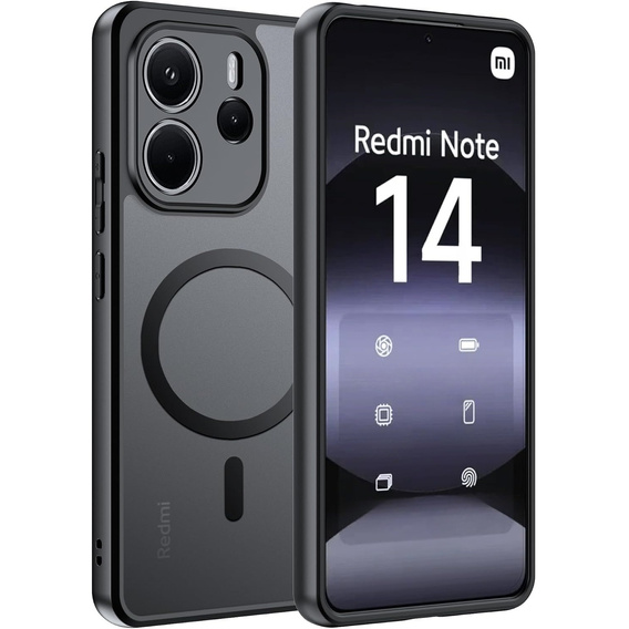 Pouzdro pro Xiaomi Redmi Note 14 4G, pro MagSafe, ERBORD Matt Case, černý + sklo na displej