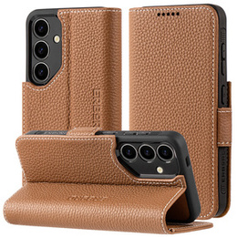 Kožené pouzdro pro Samsung Galaxy S24, ERBORD LeatherWallet, hnědé