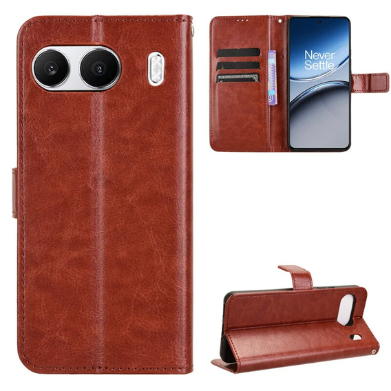 Klopové pouzdro pro OnePlus Nord 4, Crazy Horse Wallet, hnědé