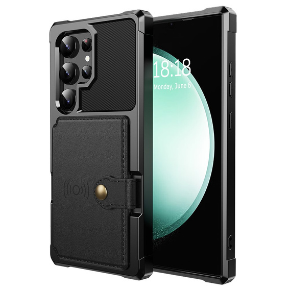 Pouzdro pro Samsung Galaxy S25 Ultra, Card Holder Kickstand, černé