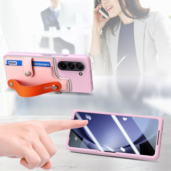 Pouzdro pro Samsung Galaxy Z Fold 5 5G, se stojánkem, sklem a stylusem, kůže, černé