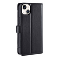 Klopové pouzdro pro iPhone 14, Wallet Zipper Pocket, černé