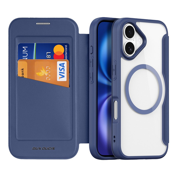 Pouzdro Dux Ducis pro iPhone 17, Skin X Pro, s klopou, pro MagSafe, tmavě modré