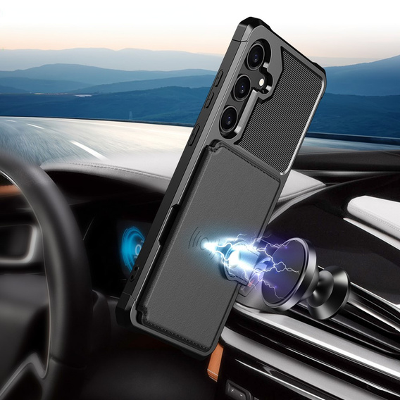 Pouzdro pro Samsung Galaxy A55 5G, Card Holder Kickstand, černé