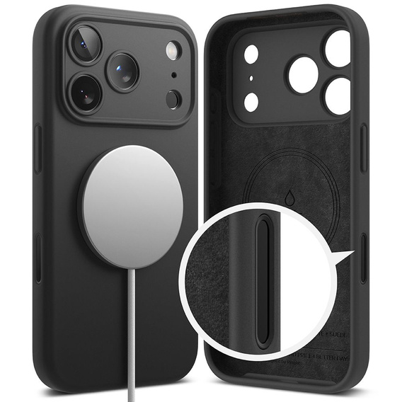 Pouzdro Ringke pro iPhone 17 Pro Max, silikonové magnetické pouzdro MagSafe, černé
