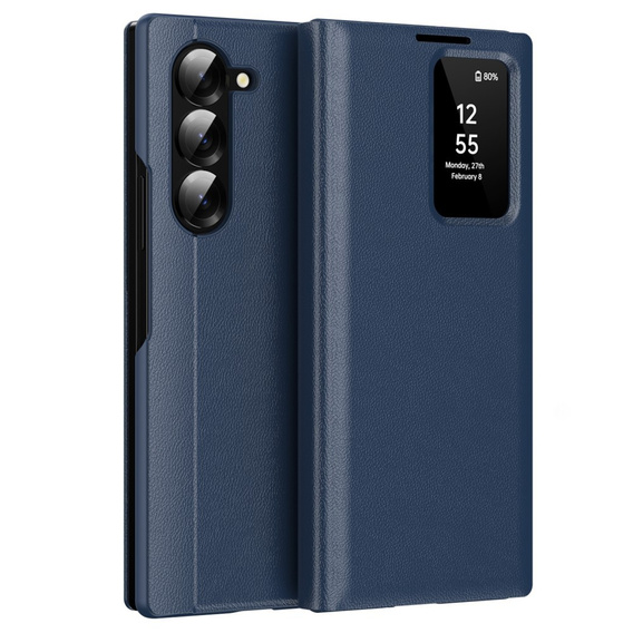 Flipové pouzdro pro Samsung Z Fold5 5G, Smart View Wallet, námořnicky modré
