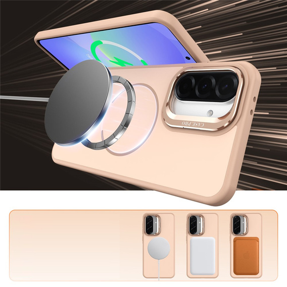 Skin-touch pouzdro s podstavcem pro MagSafe pro Samsung Galaxy A57 5G, pouštní zlatá